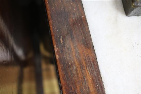 A Chinese marble inset hardwood occasional table, W.41cm